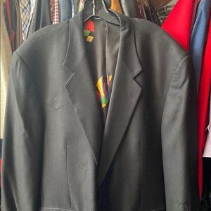 Black Sport Coat with Textured Fabric and Classic Lapel